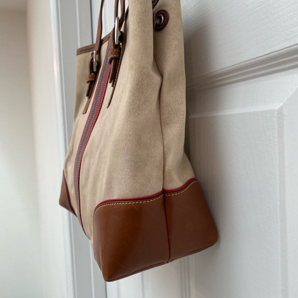 Coach Beige Tote with Red and Navy Varsity Stripe - Picture 2 of 13